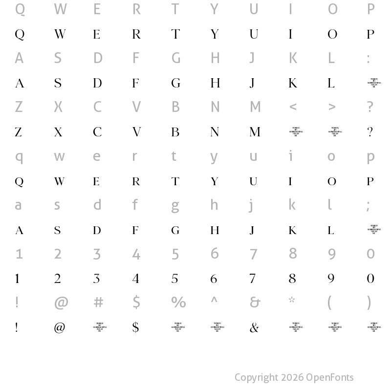 Character Map of Agatho LightCAPS