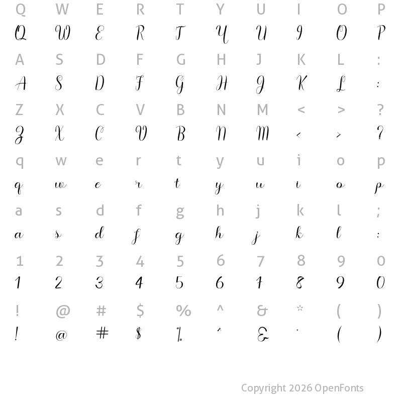 Character Map of Agelliya Script Regular