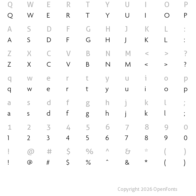 Character Map of Agenda Light