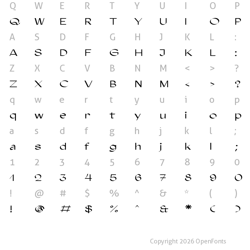 Character Map of Agentur Display