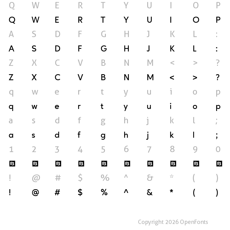 Character Map of Ageo Trial Semi Bold
