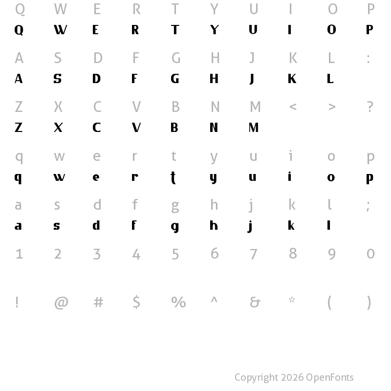 Character Map of Agites FREE Regular