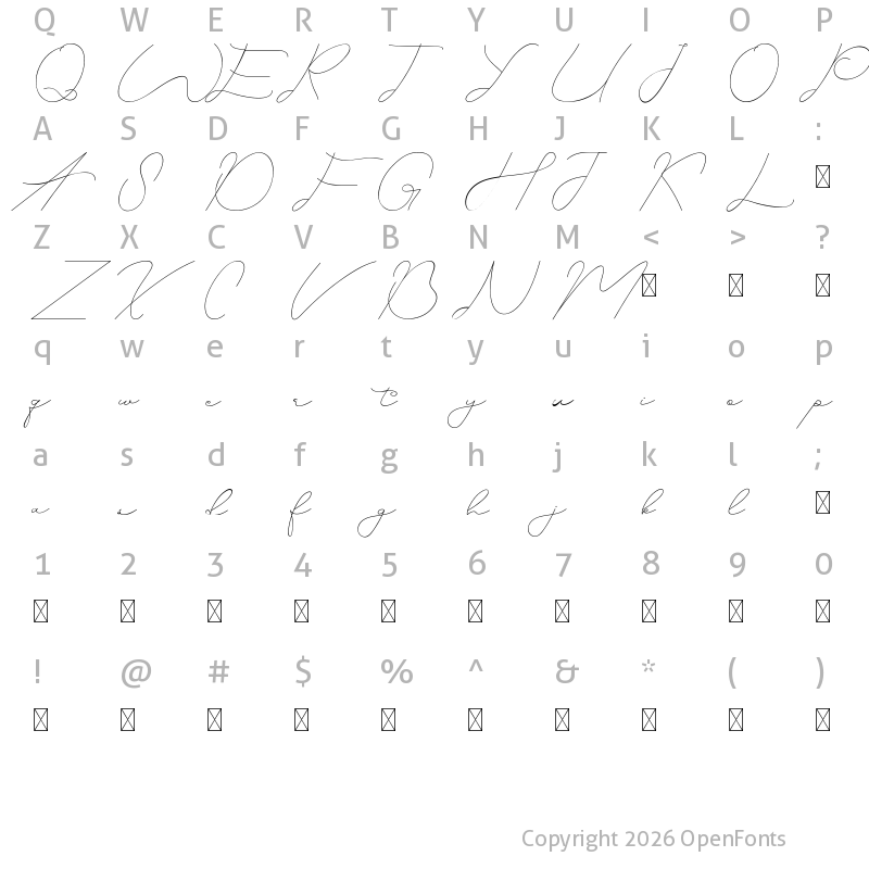 Character Map of Agrandize Demo Regular