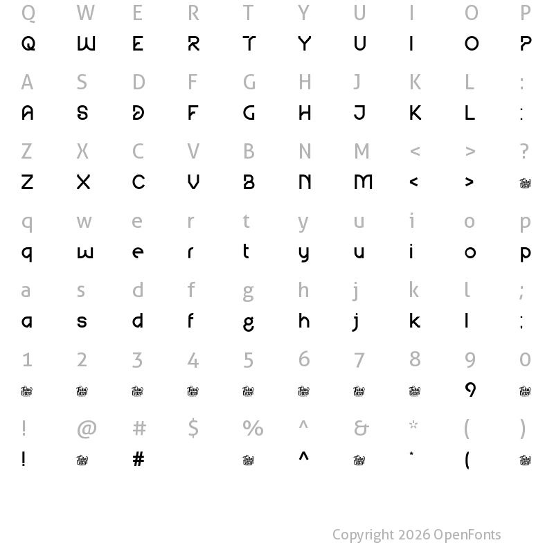 Character Map of Agree Personal Use Bold