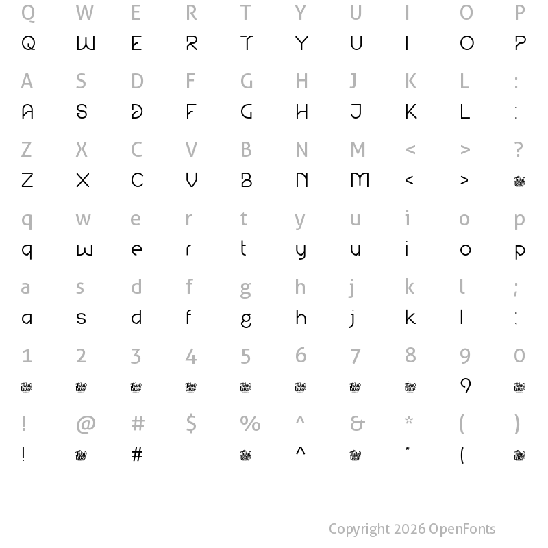 Character Map of Agree Personal Use Thin