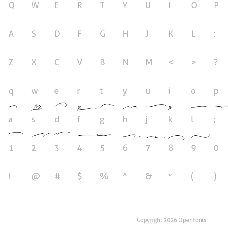 Character Map of Agustine Script Extras Regular