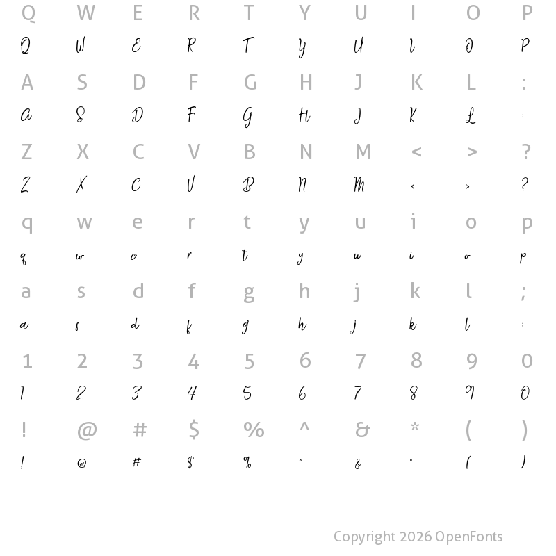 Character Map of Agustine Script Regular