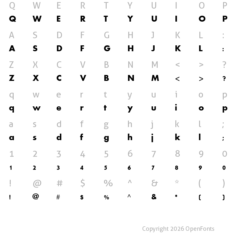 Character Map of Aharoni Bold