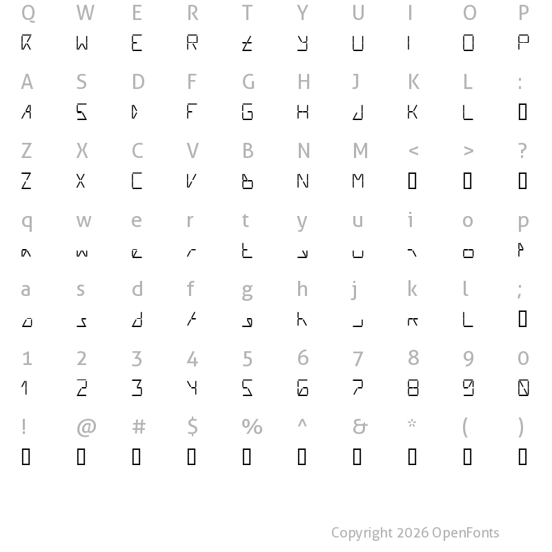 Character Map of AI liftled Regular
