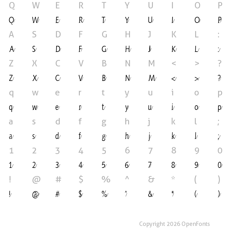Character Map of AidaSerifaShadow Regular