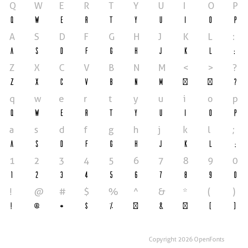 Character Map of Ailerons Regular