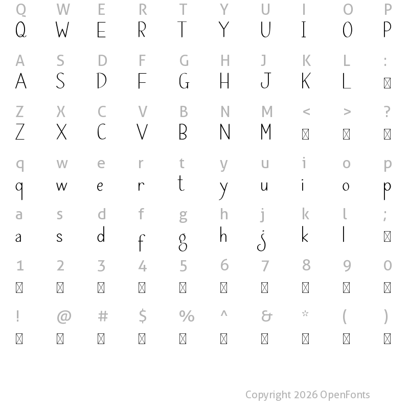 Character Map of Ailza Bright Demo Regular
