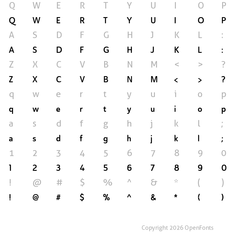 Character Map of Ainslie Sans Cond Demi