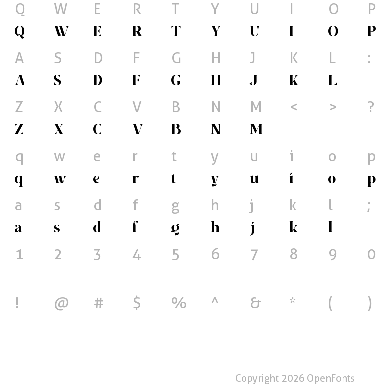 Character Map of Aira DEMO Regular