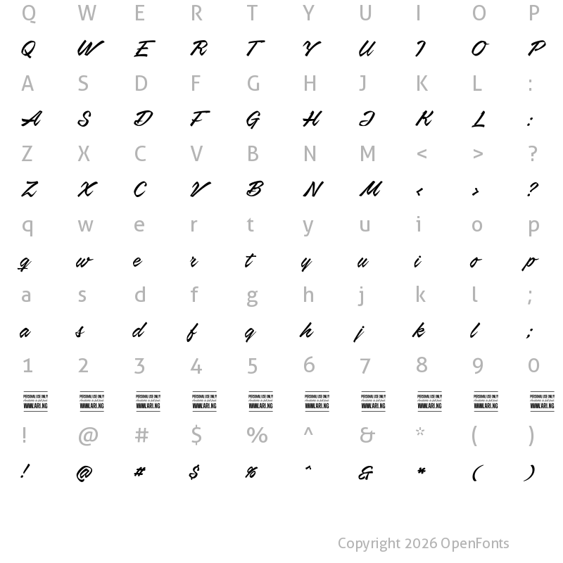 Character Map of Airways PERSONAL USE ONLY Regular