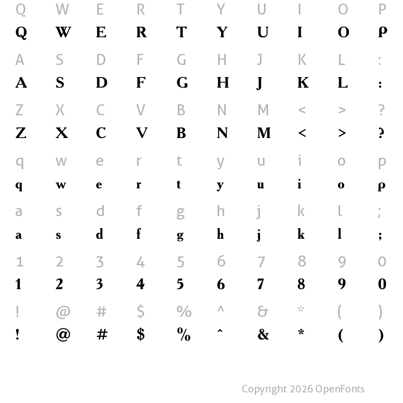 Character Map of Akademie Alte Regular