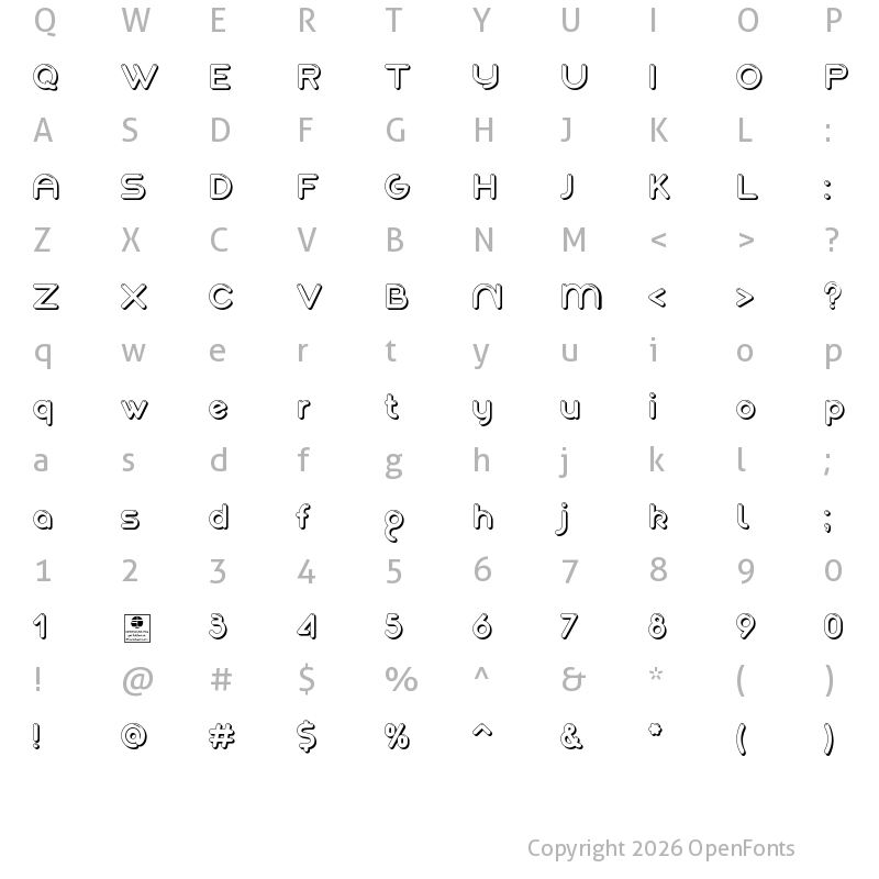 Character Map of Akaju Outline Regular