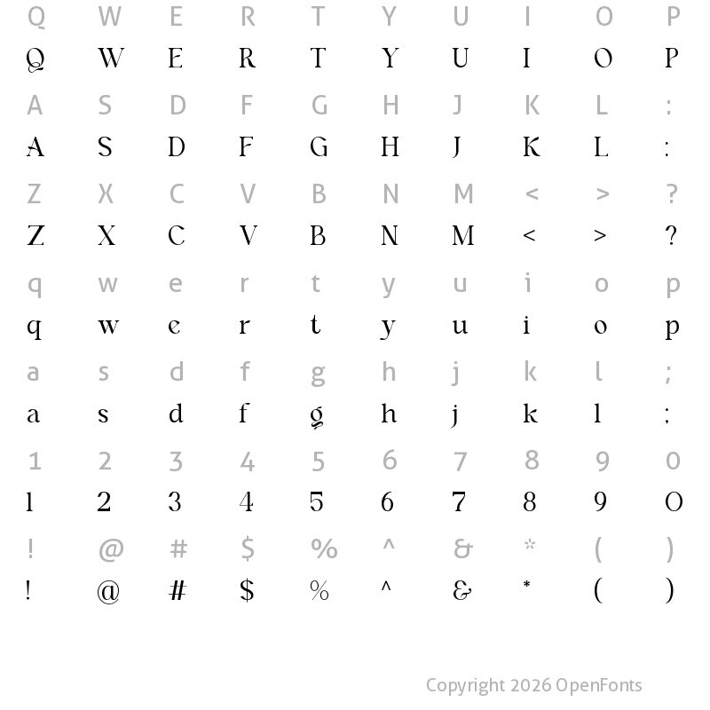 Character Map of Akeila Regular