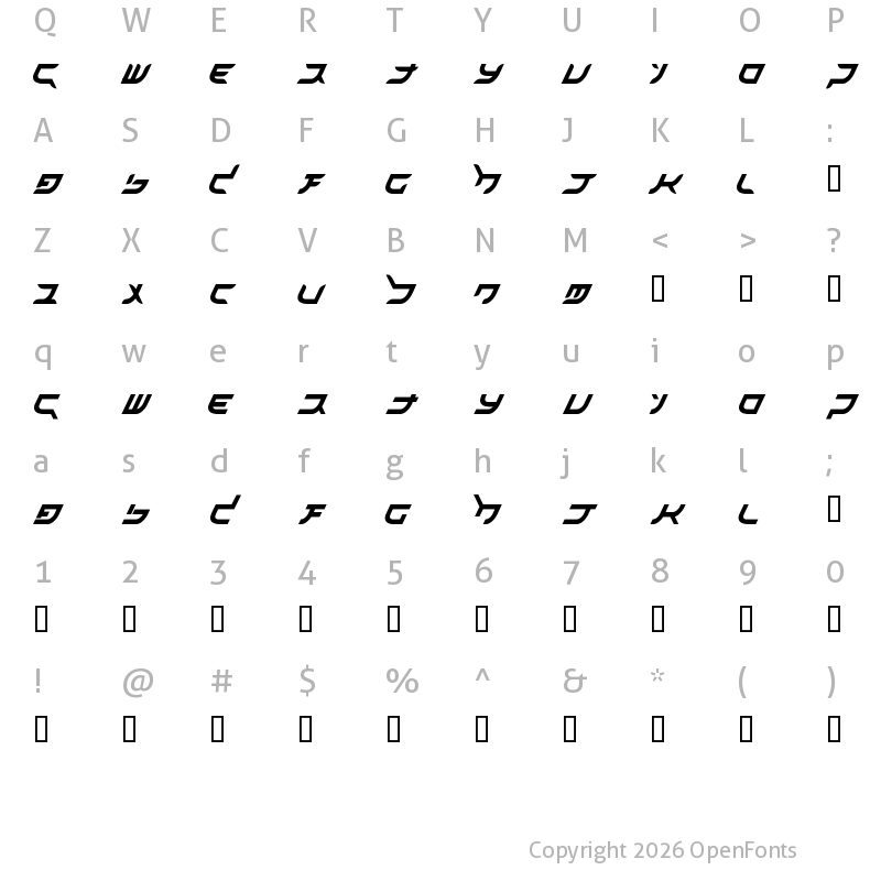 Character Map of akihibara hyper Regular