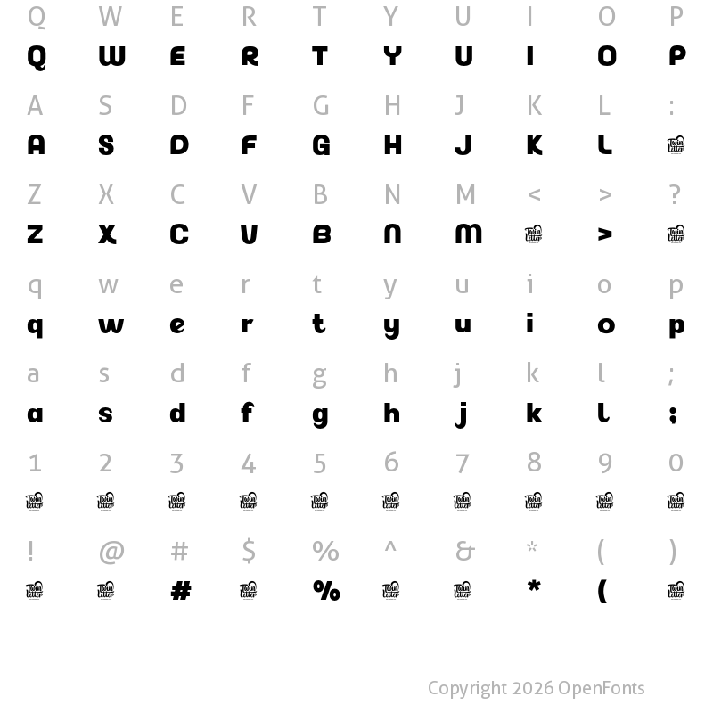 Character Map of Akuina Personal use Black