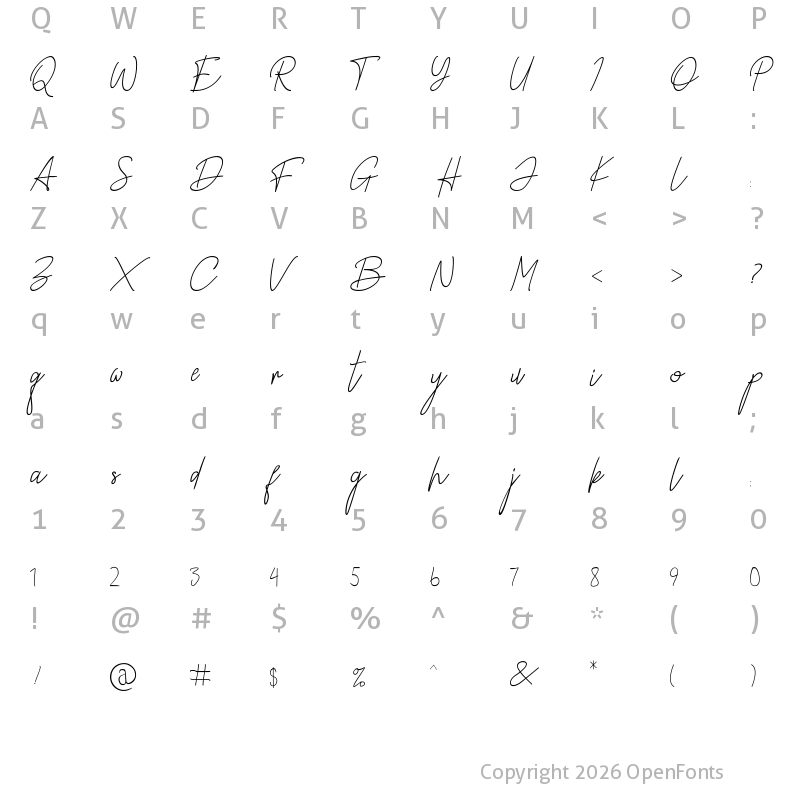 Character Map of Alamanda Santika Signature Regular