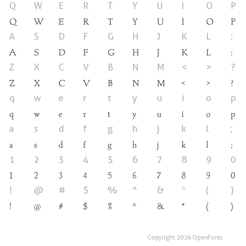 Character Map of Albertan Pro Inline