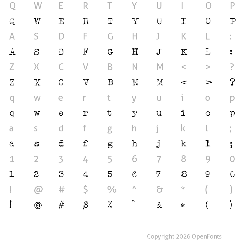 Character Map of Albertsthal Typewriter Regular