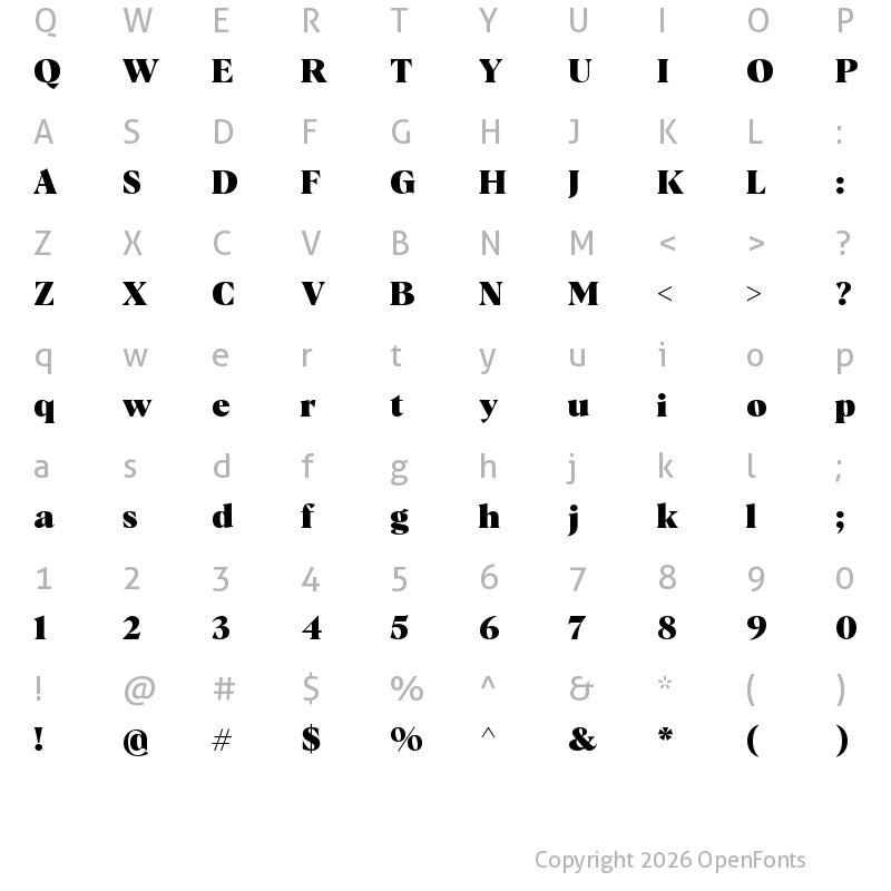 Character Map of Albra Black