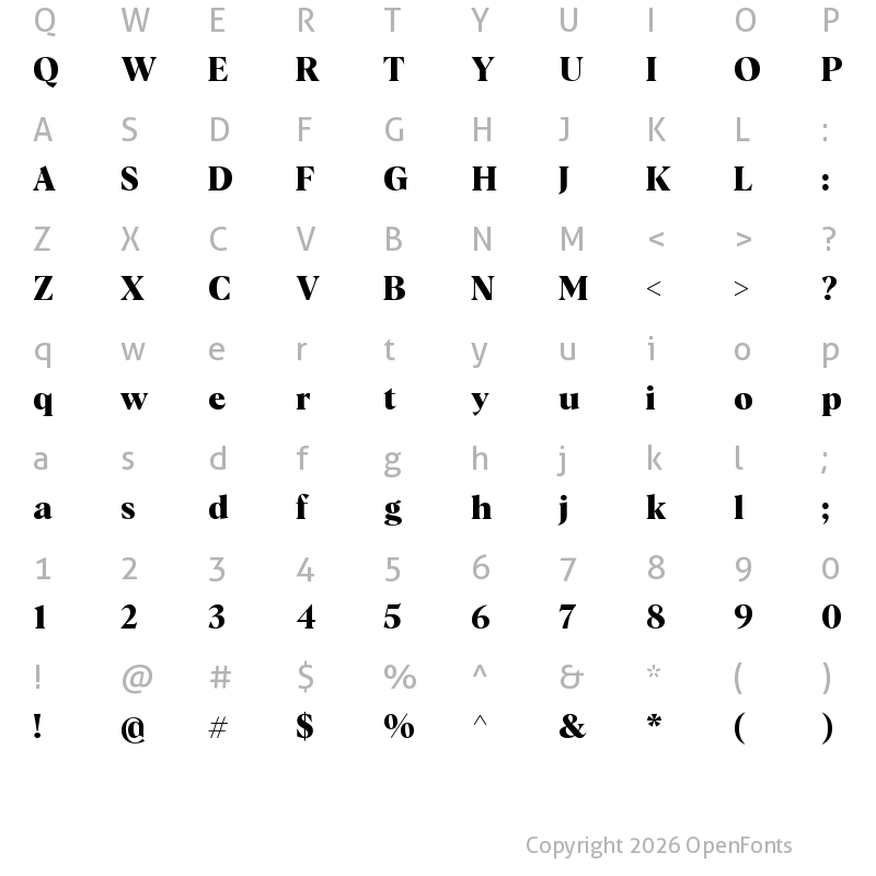 Character Map of Albra Bold