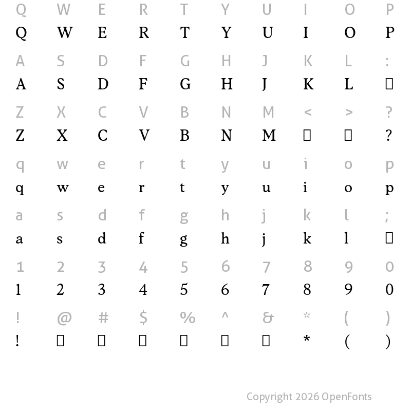 Character Map of Albra Book TRIAL Regular TRIAL