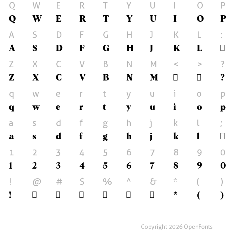 Character Map of Albra Text TRIAL Bold TRIAL