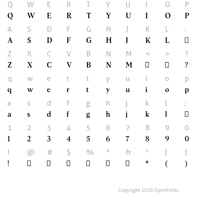 Character Map of Albra Text TRIAL Medium TRIAL