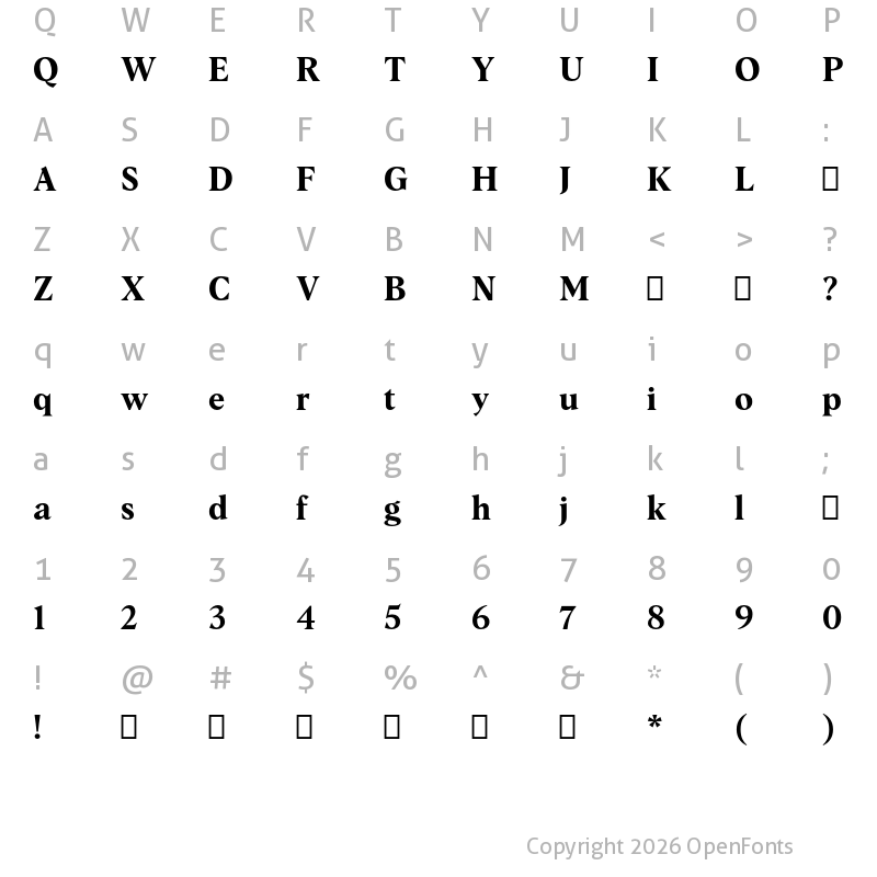 Character Map of Albra Text TRIAL Semi TRIAL