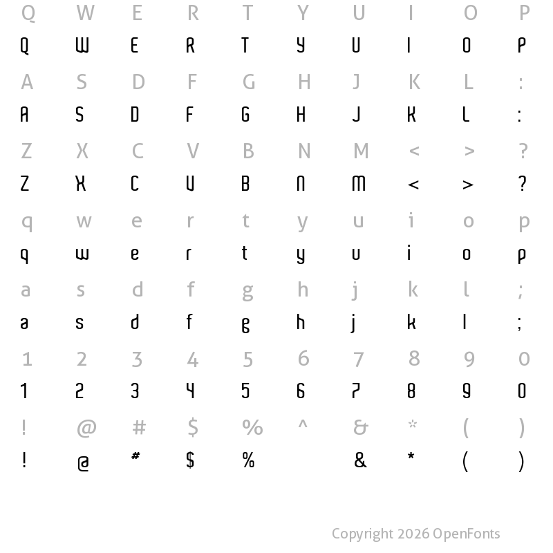 Character Map of Aldo SemiBold