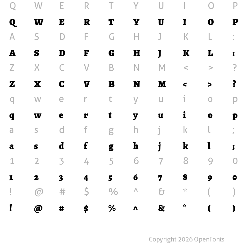 Character Map of Alegreya Black