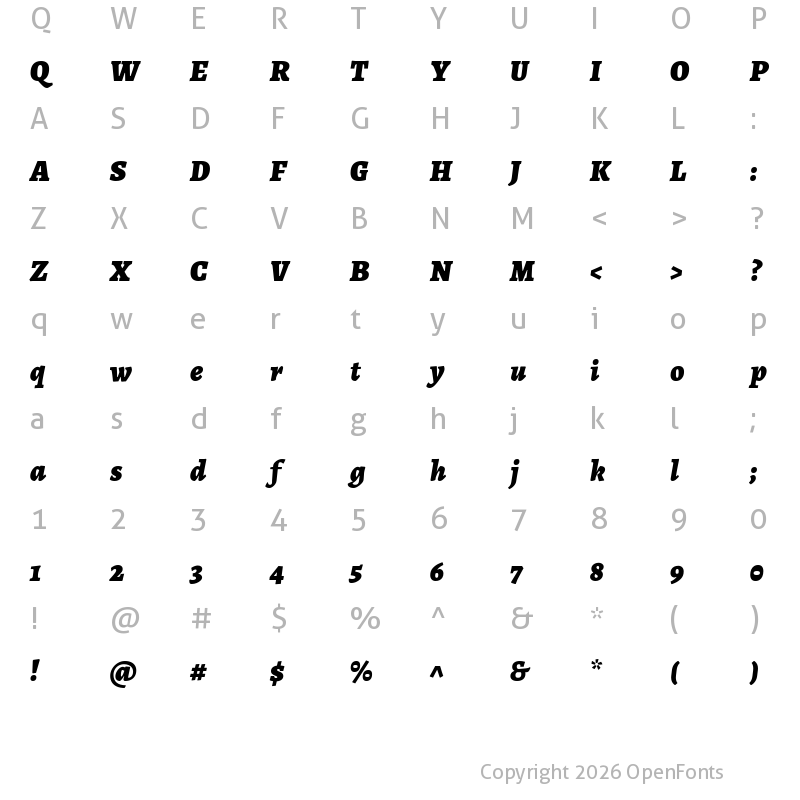 Character Map of Alegreya Black Italic