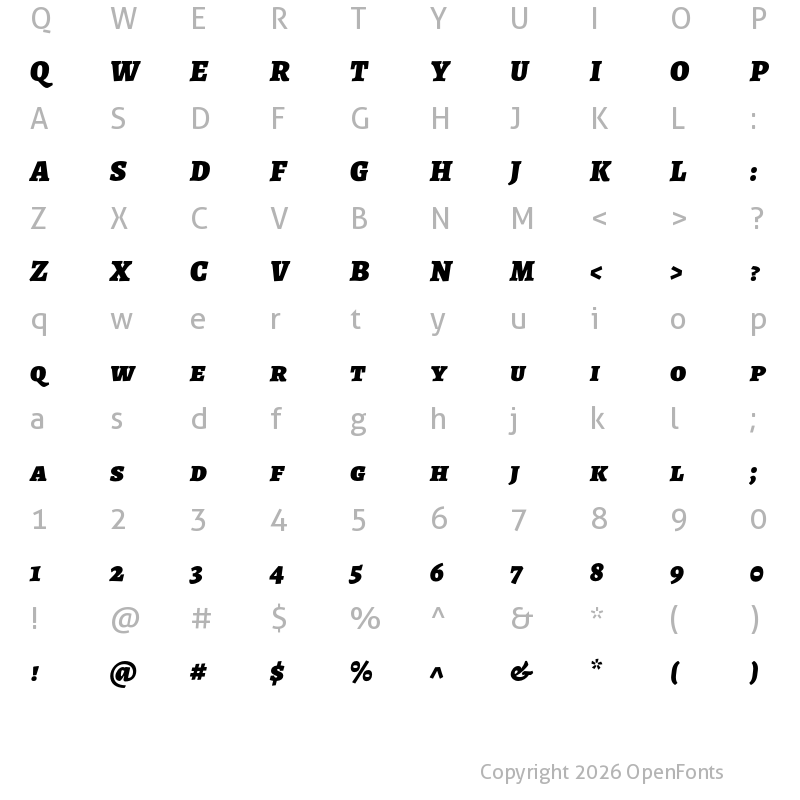 Character Map of Alegreya SC Black Italic