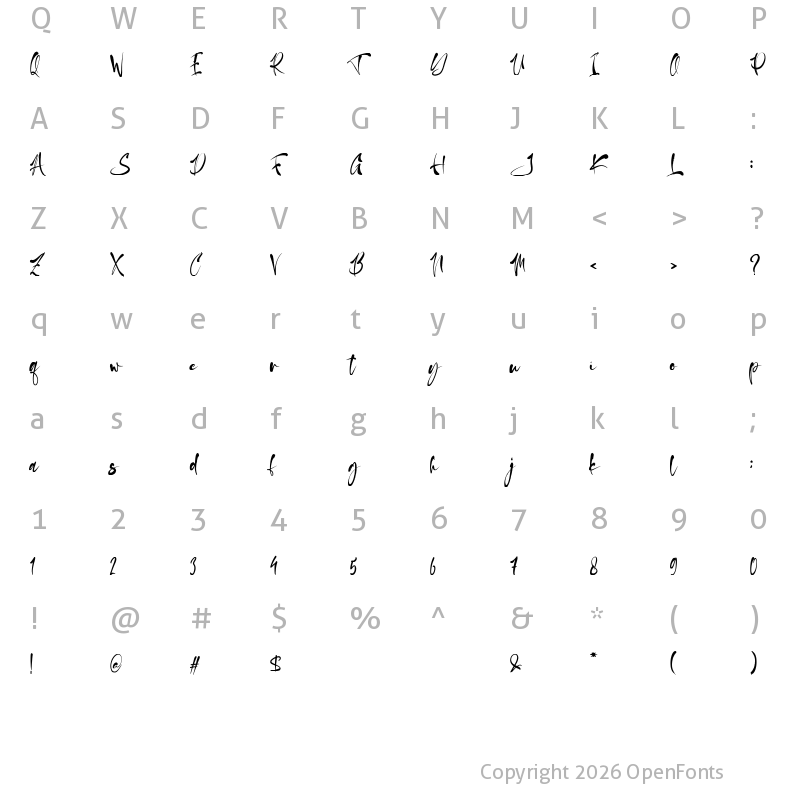 Character Map of Aleita Regular