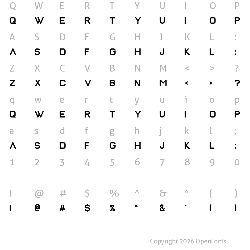 Character Map of Alenia Regular