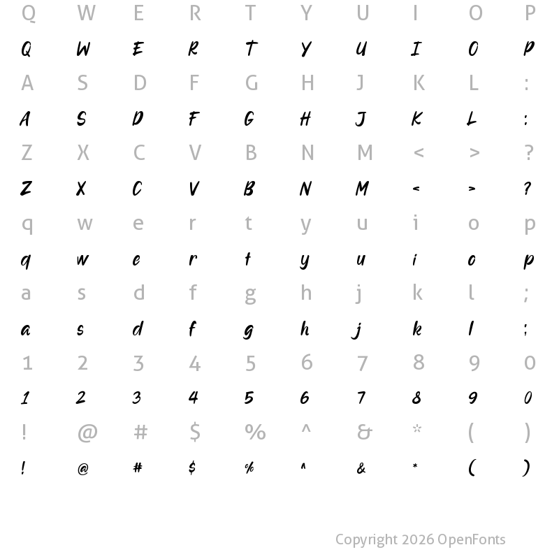 Character Map of Alenor Regular