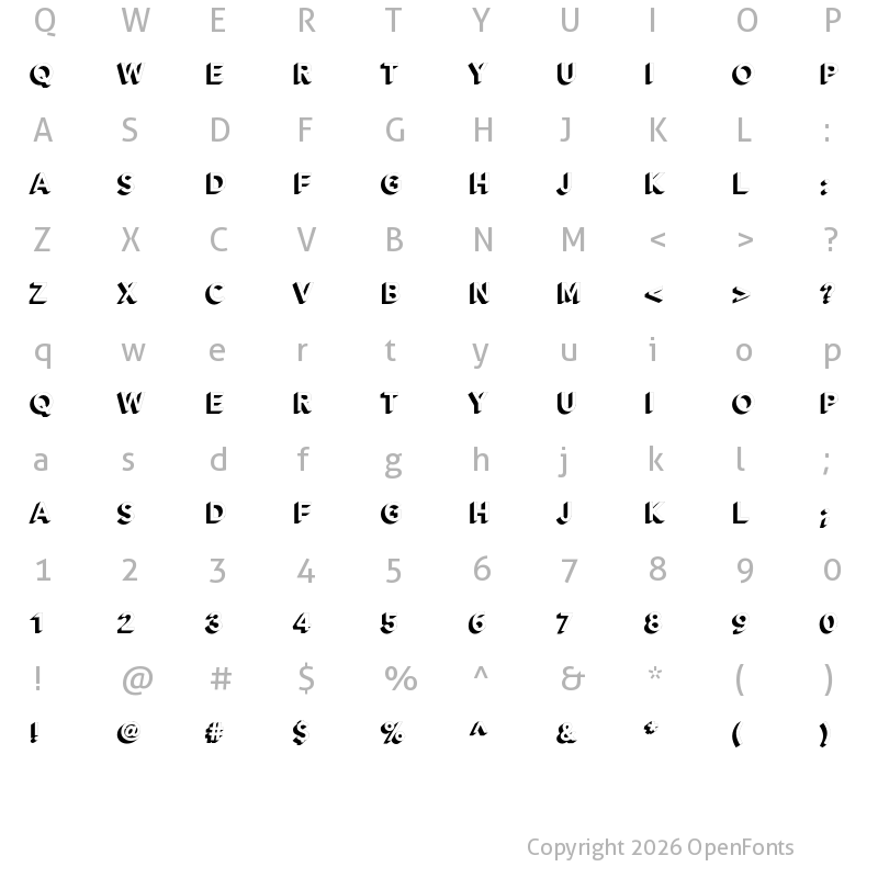 Character Map of Alesand Extrude ExtraBold