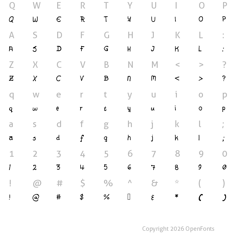 Character Map of Alex Handwriting Regular