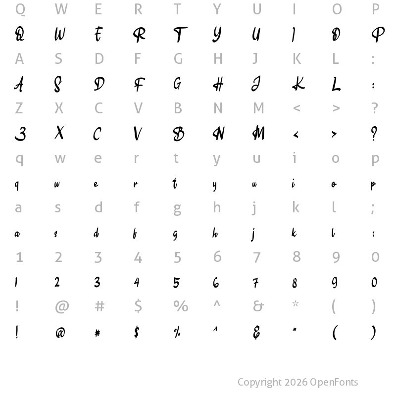 Character Map of Alexa Regular