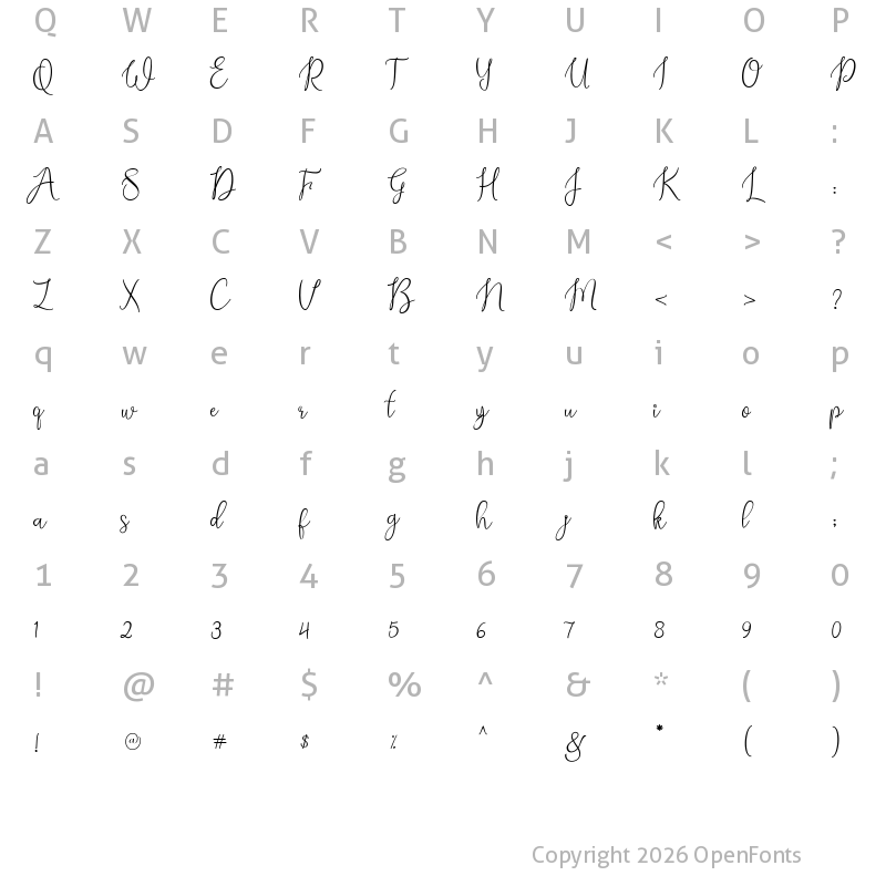 Character Map of Alexandra Demo Regular