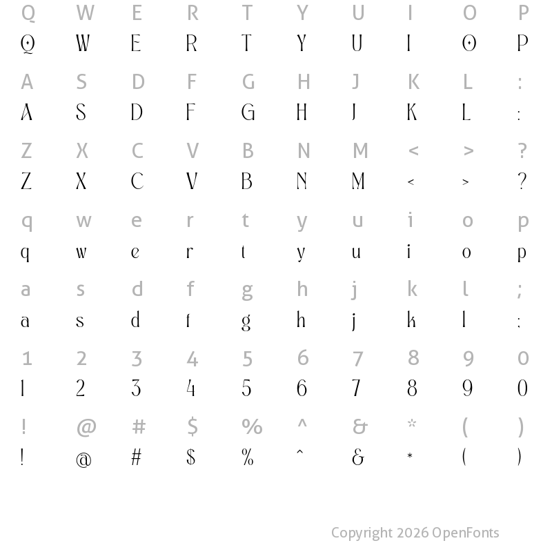 Character Map of Alexang Display Regular