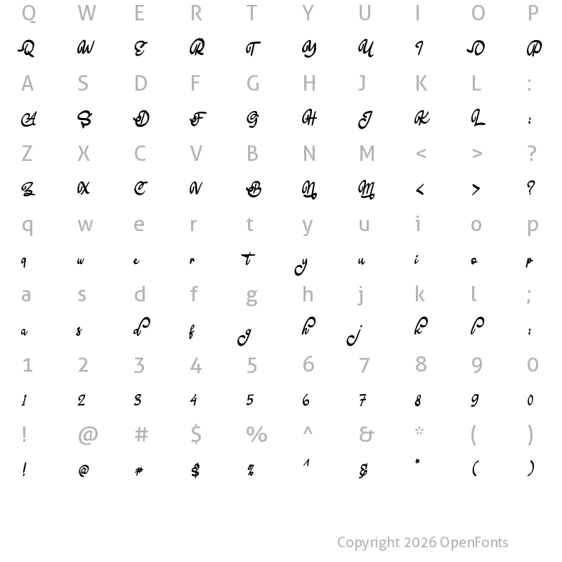 Character Map of Aleyia Regular