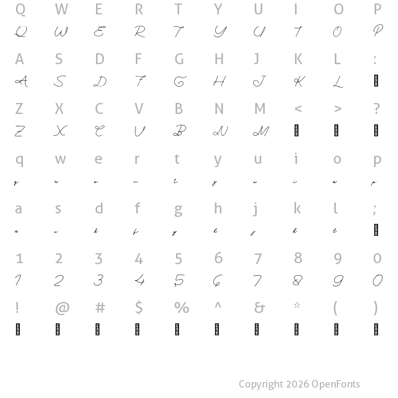 Character Map of Alfatih Personal Use Regular