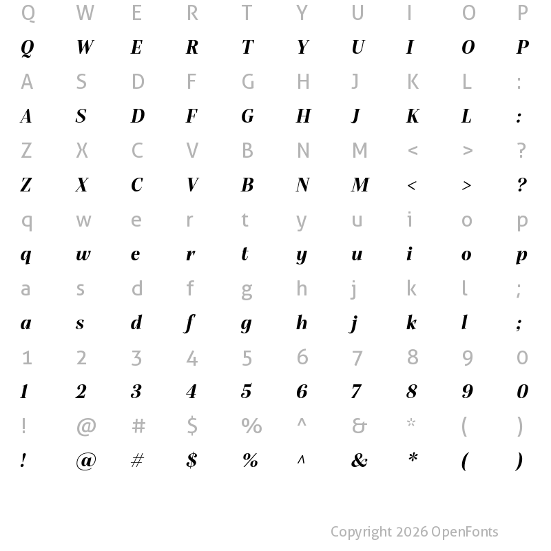 Character Map of Alga Bold Italic