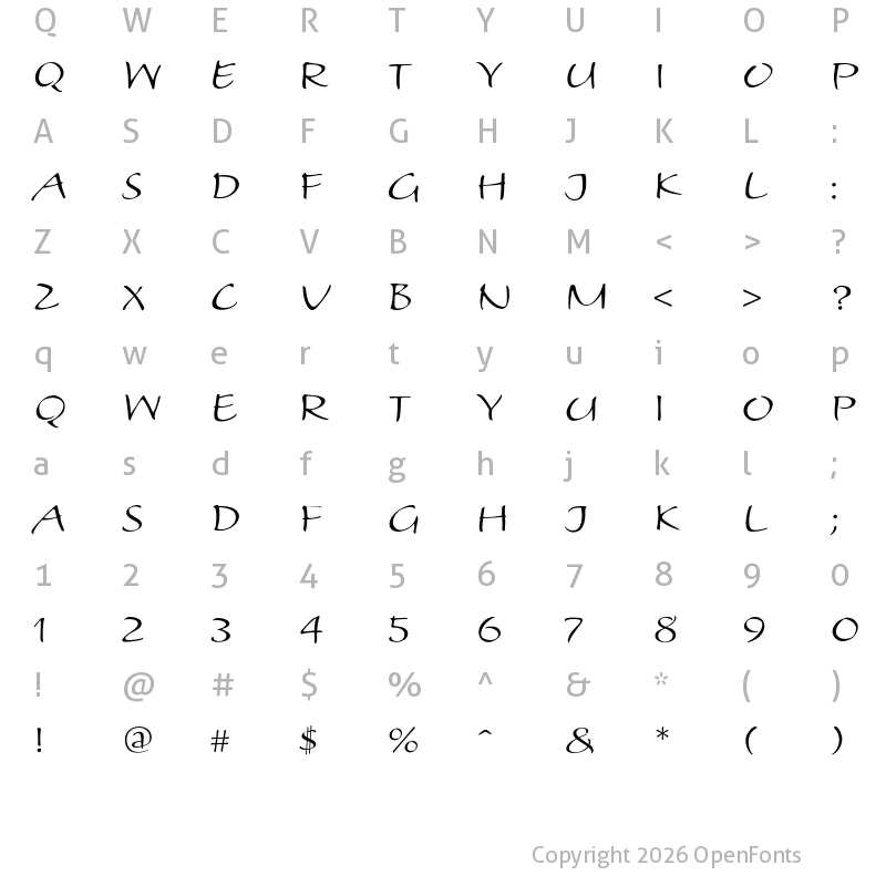 Character Map of Alhambra Regular