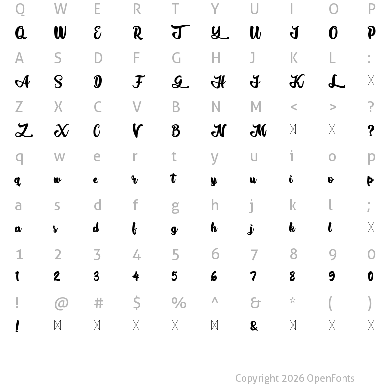 Character Map of Aliando Rocky Regular
